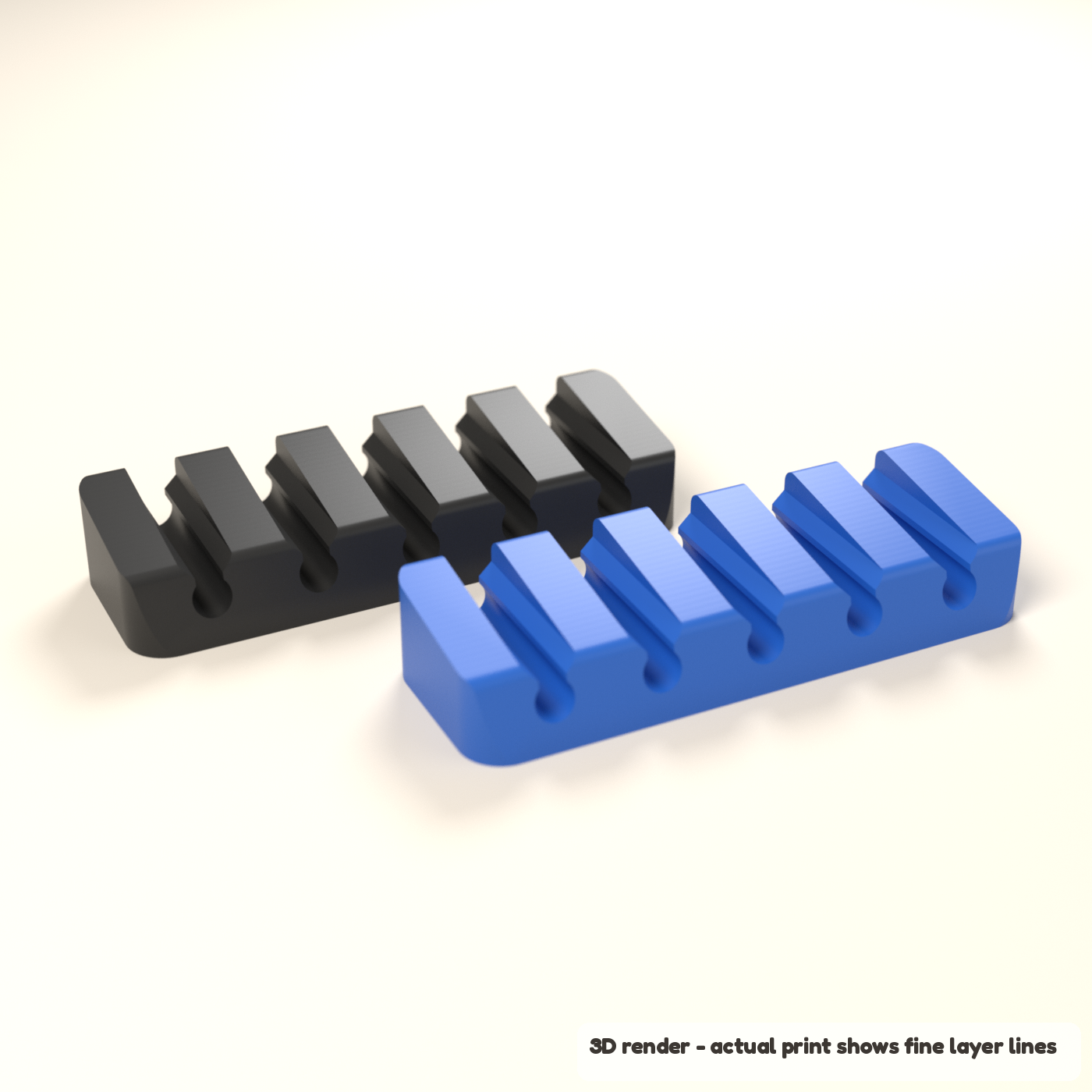 Desktop Cable Dock - 5 Charging Cable Holder (3D render of the print file)