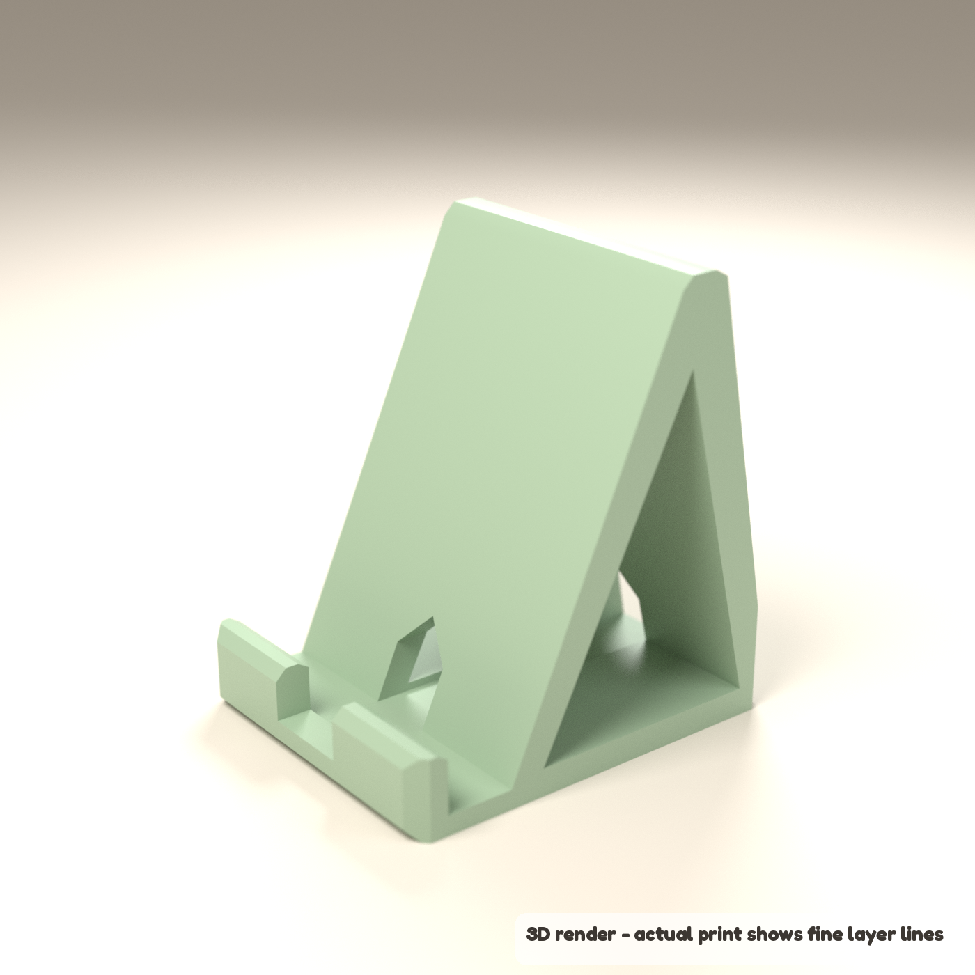 Facet Phone Stand with Cable Pass-Through (3D render of the print file)