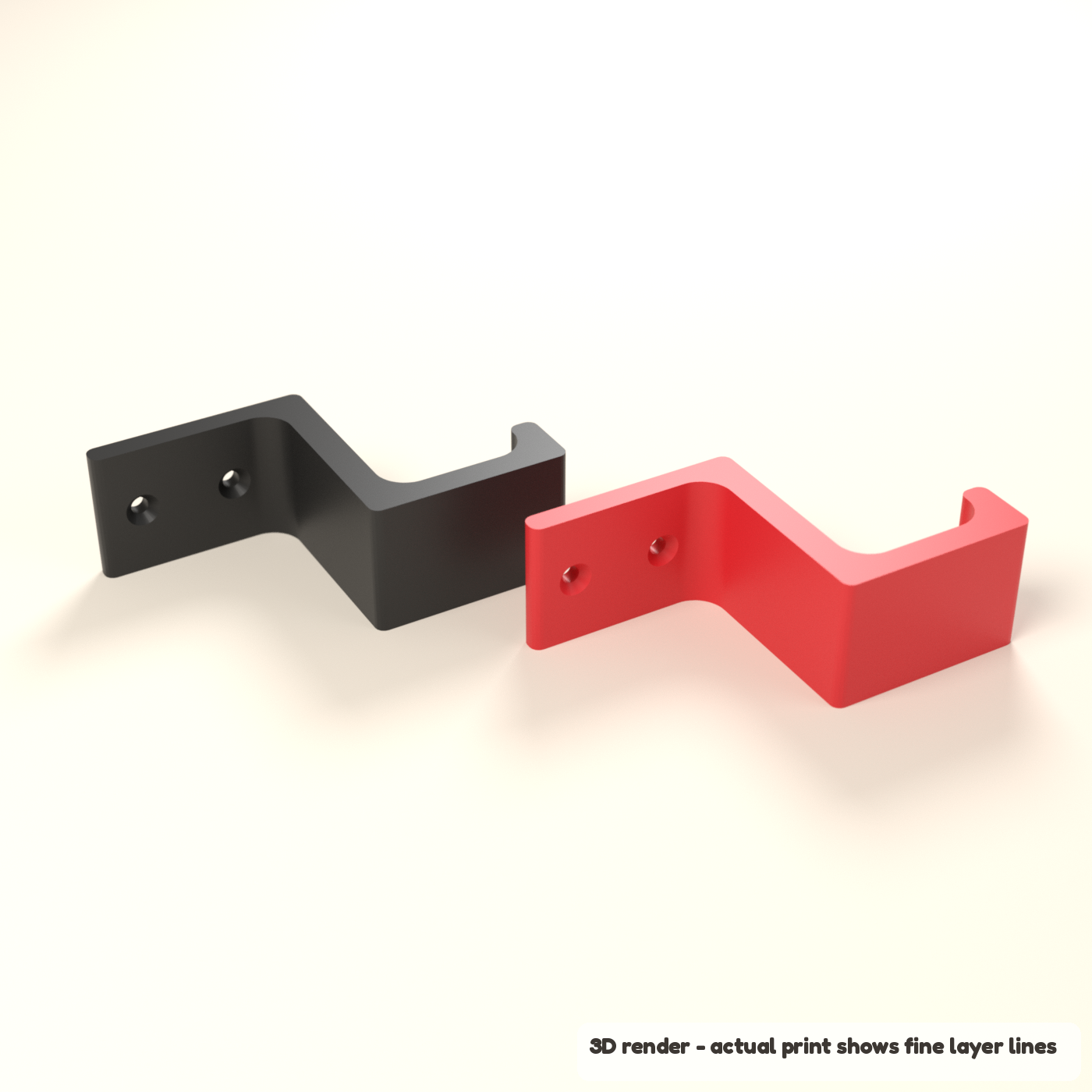 Under-Desk Headphone Hook - Screw-On Headset Holder (3D render of the print file)