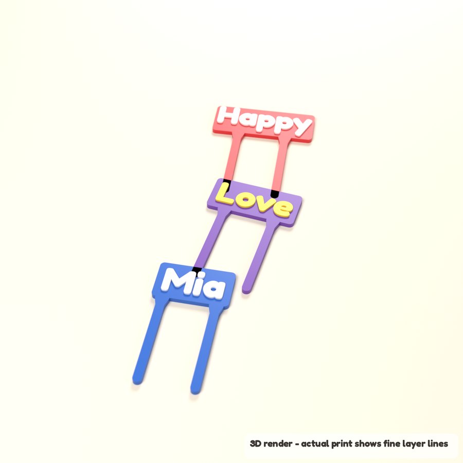 Personalized Name Cake Topper - Two-Color (3D render)