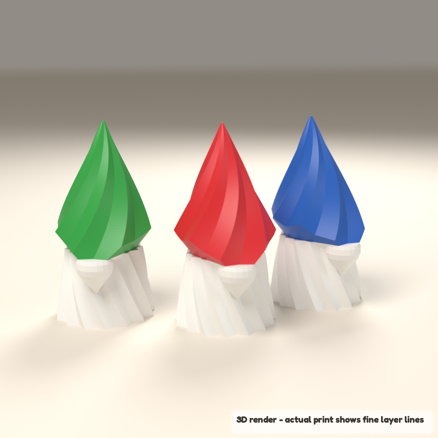 Nordic Christmas Gnome - Twisted Hat Holiday Decor (3D render of the print file)