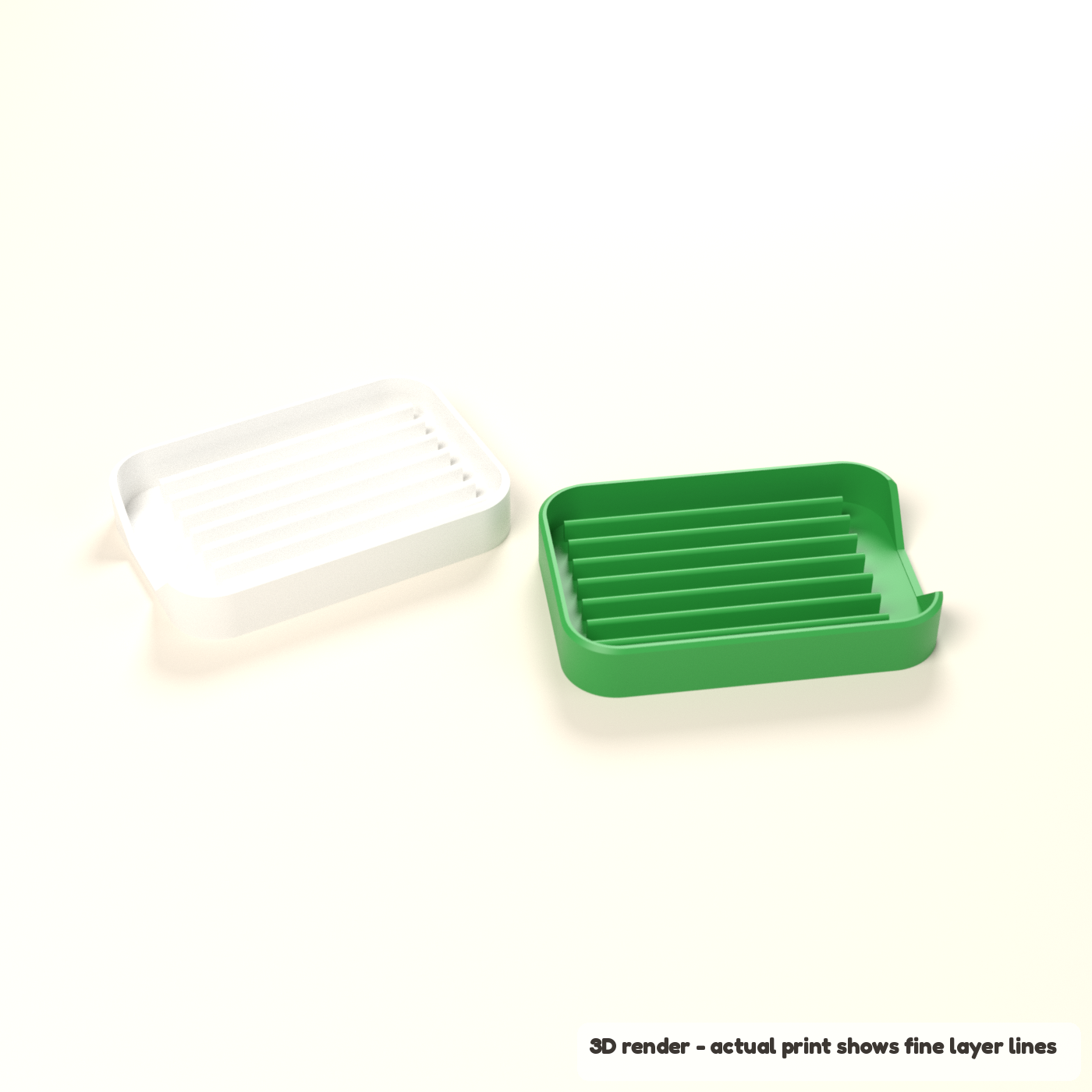 Self-Draining Soap Dish with Spout (3D render of the print file)