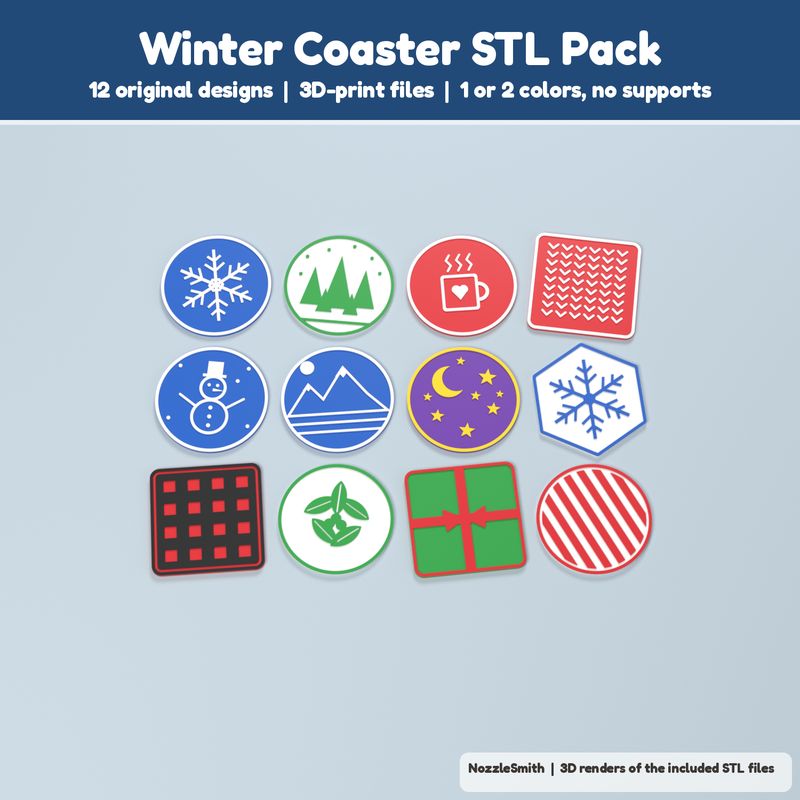 Winter Coaster STL Pack STL file (3D render)